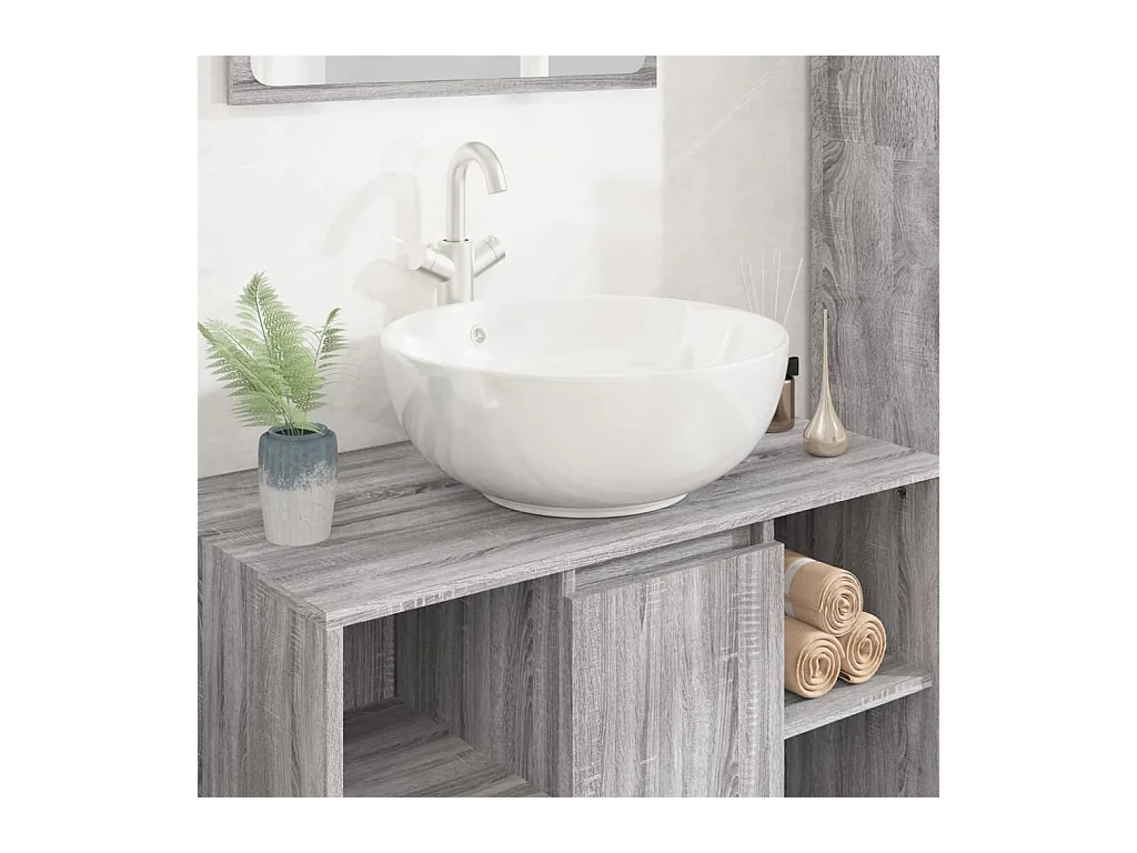 Vasque à poser-Lavabo blanc 44x17 cm céramique rond