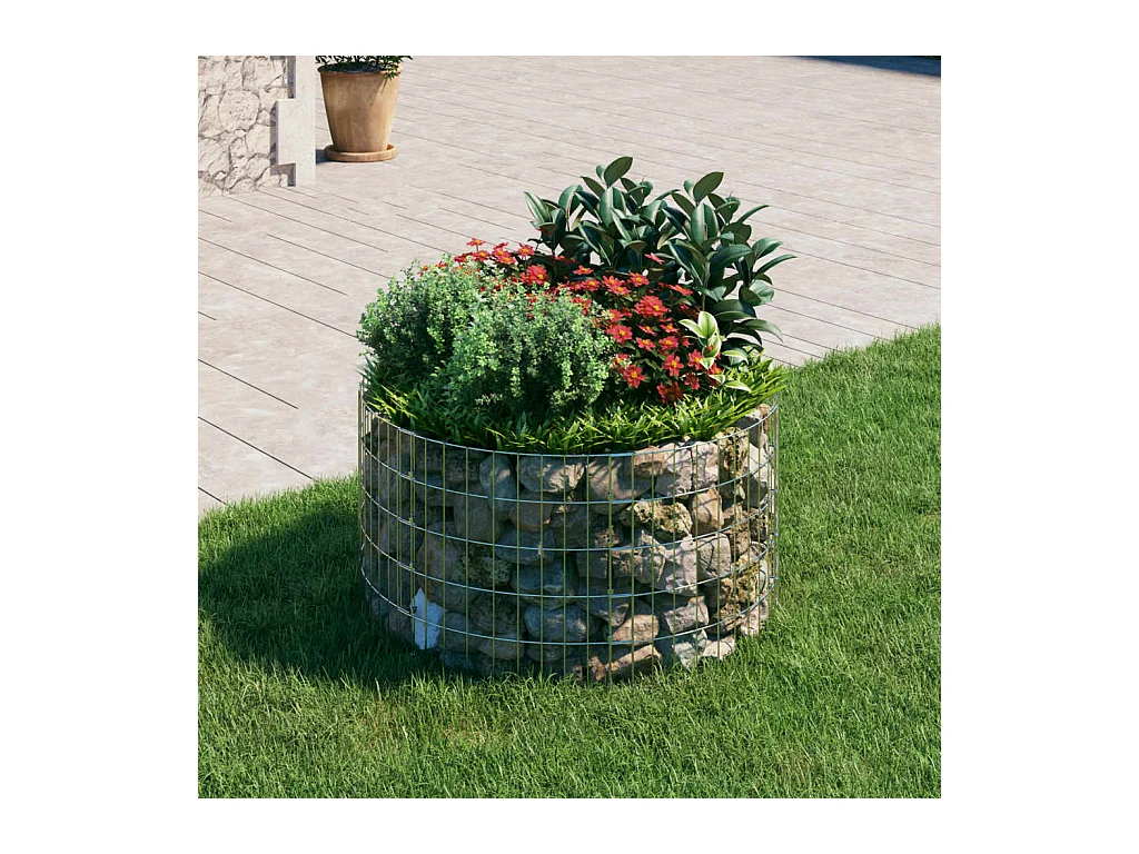 Poteau à gabion circulaire Acier galvanisé Ø100x50 cm