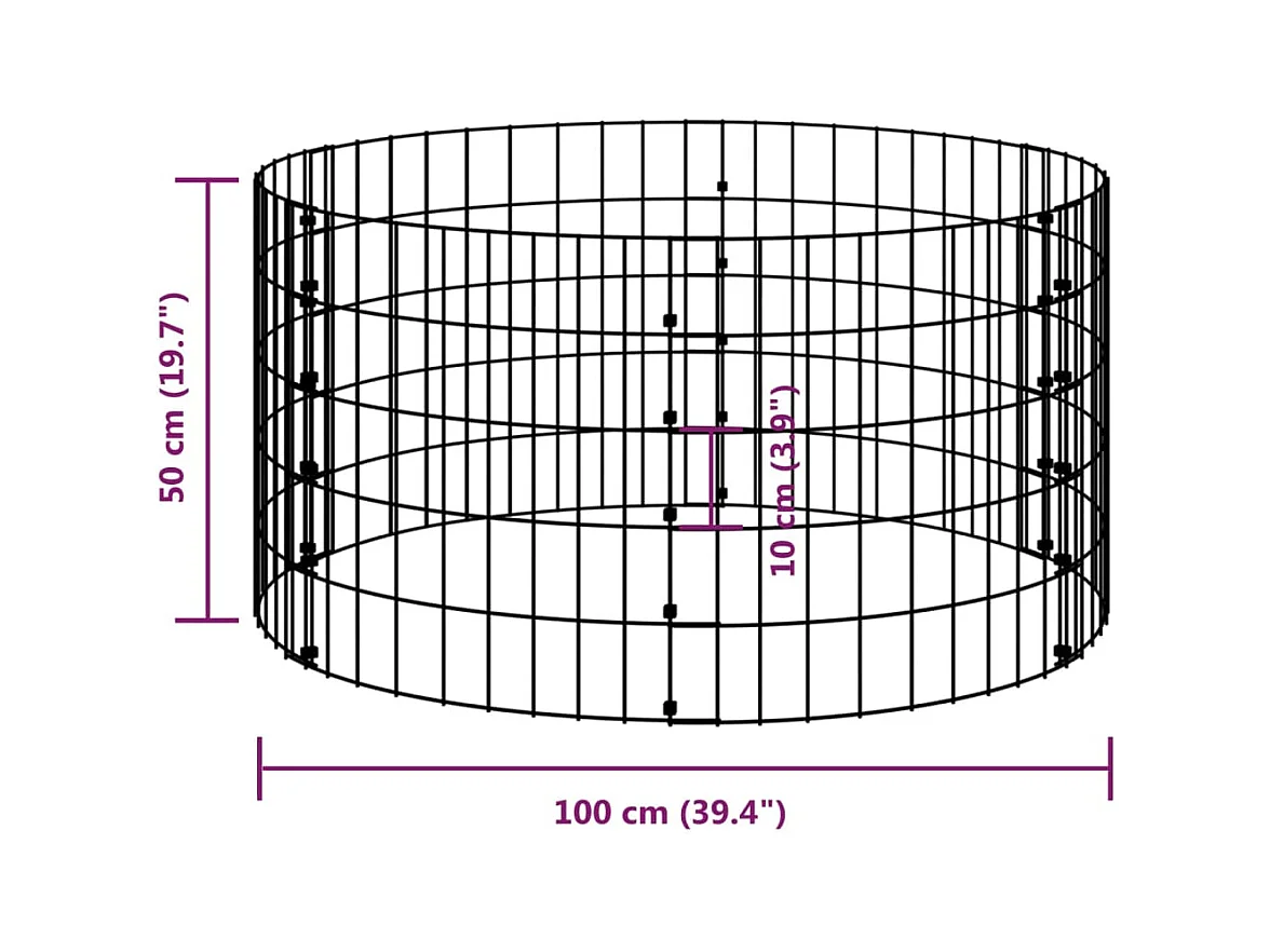 Poteau à gabion circulaire Acier galvanisé Ø100x50 cm