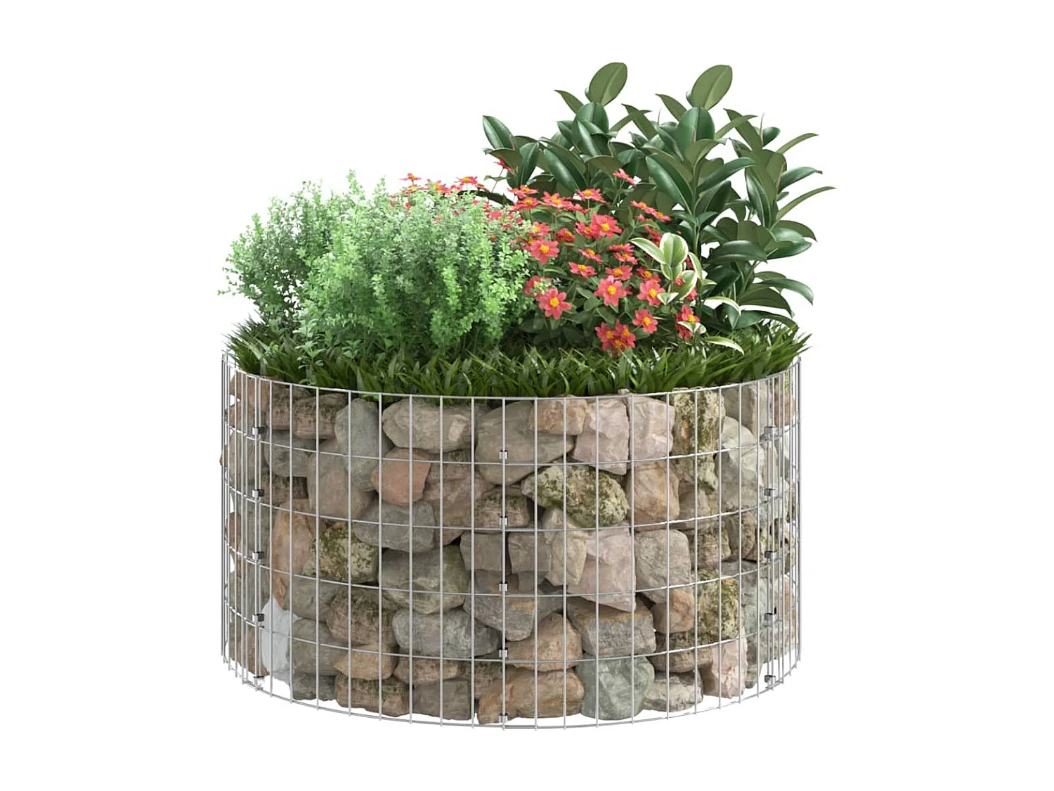 Poteau à gabion circulaire Acier galvanisé Ø100x50 cm