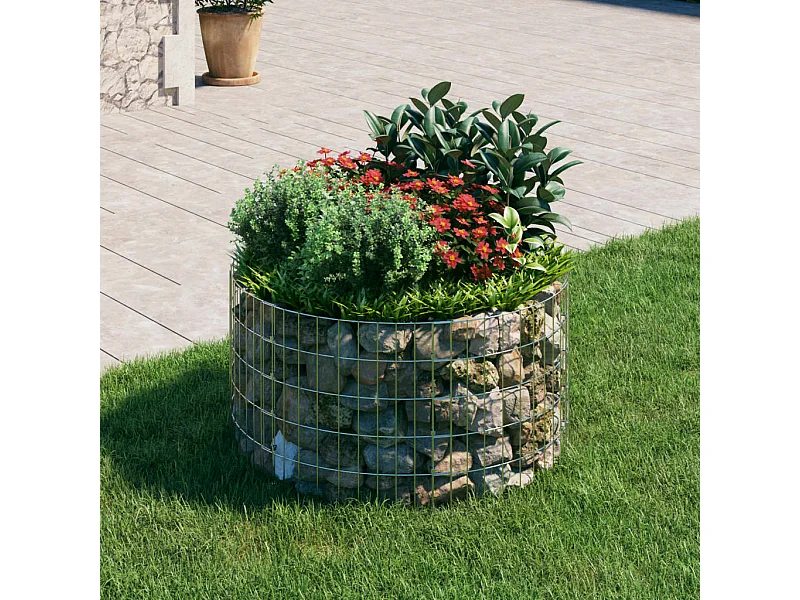 Poteau à gabion circulaire Acier galvanisé Ø100x50 cm