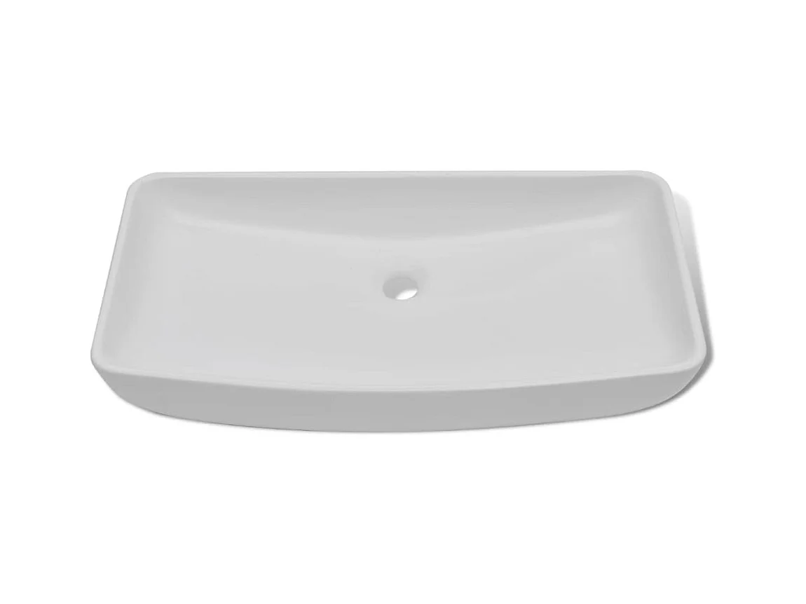 Lavabo salle de bain-Vasque à poser et mitigeur Céramique Rectangulaire Blanc