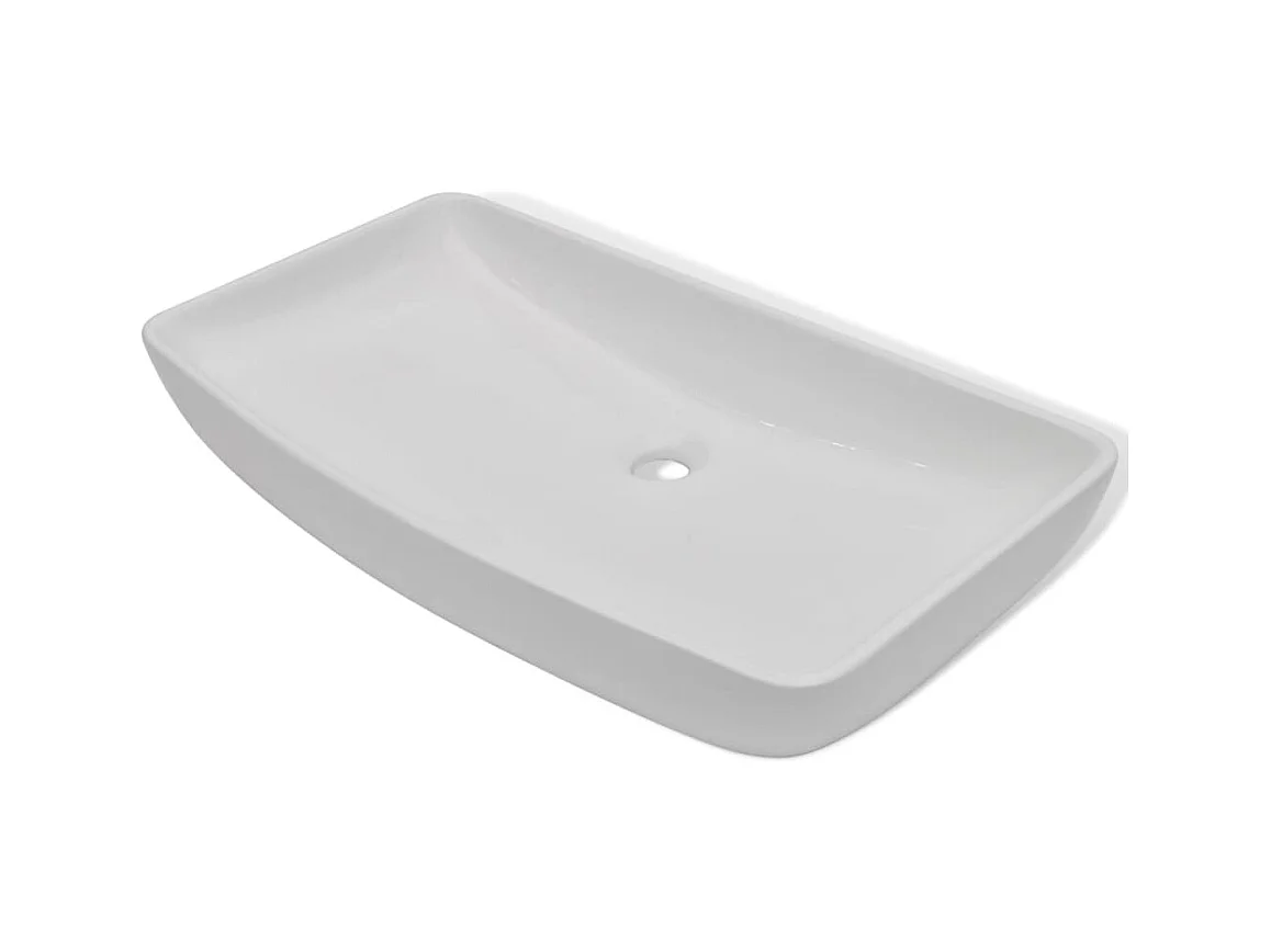 Lavabo salle de bain-Vasque à poser et mitigeur Céramique Rectangulaire Blanc