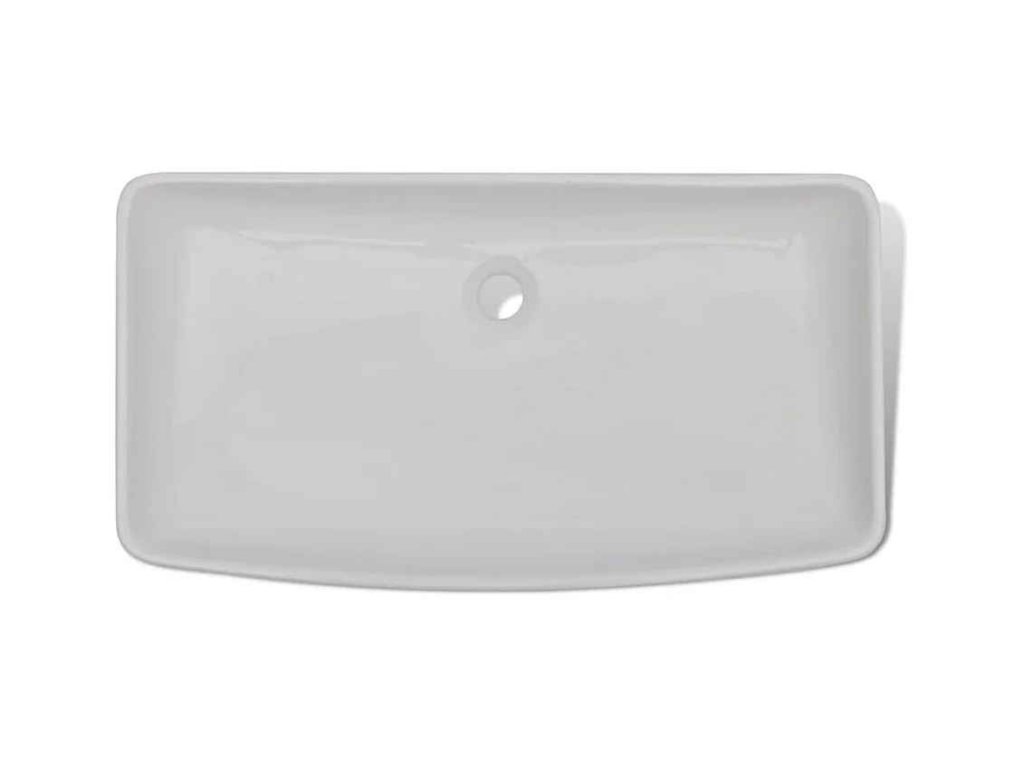 Lavabo salle de bain-Vasque à poser et mitigeur Céramique Rectangulaire Blanc