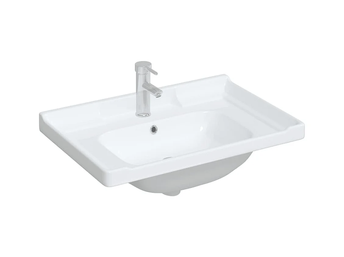 Vasque à poser Lavabo | Évier de salle de bain blanc 71x48x23cm rectangulaire céramique