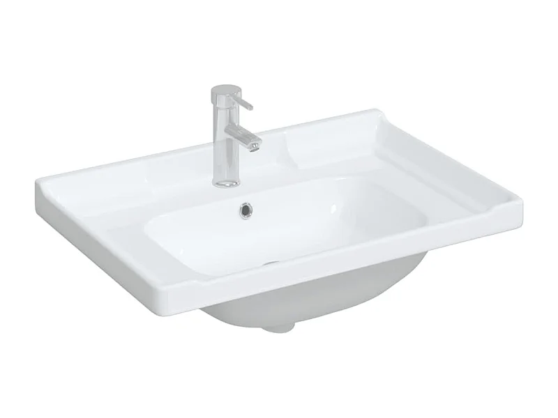 Vasque à poser Lavabo | Évier de salle de bain blanc 71x48x23cm rectangulaire céramique