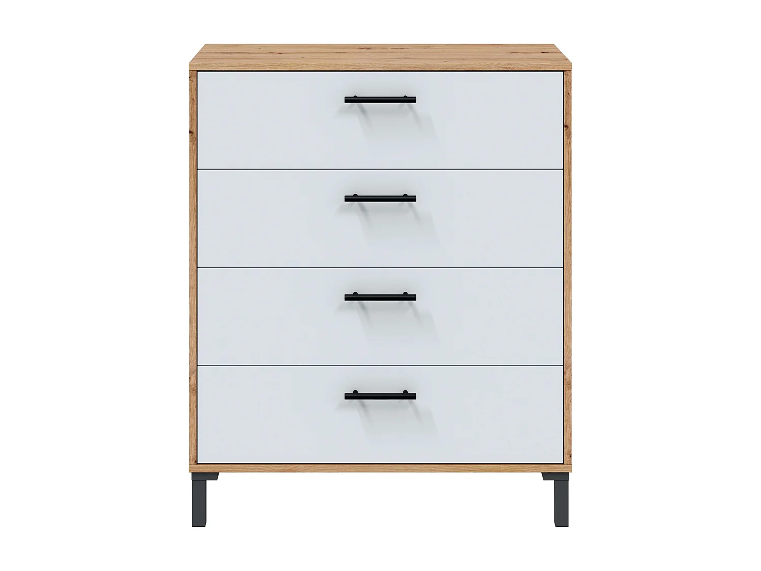 Commode 4 tiroirs Lúmina Chêne Nodi Blanc Artik 78x94x40 cm