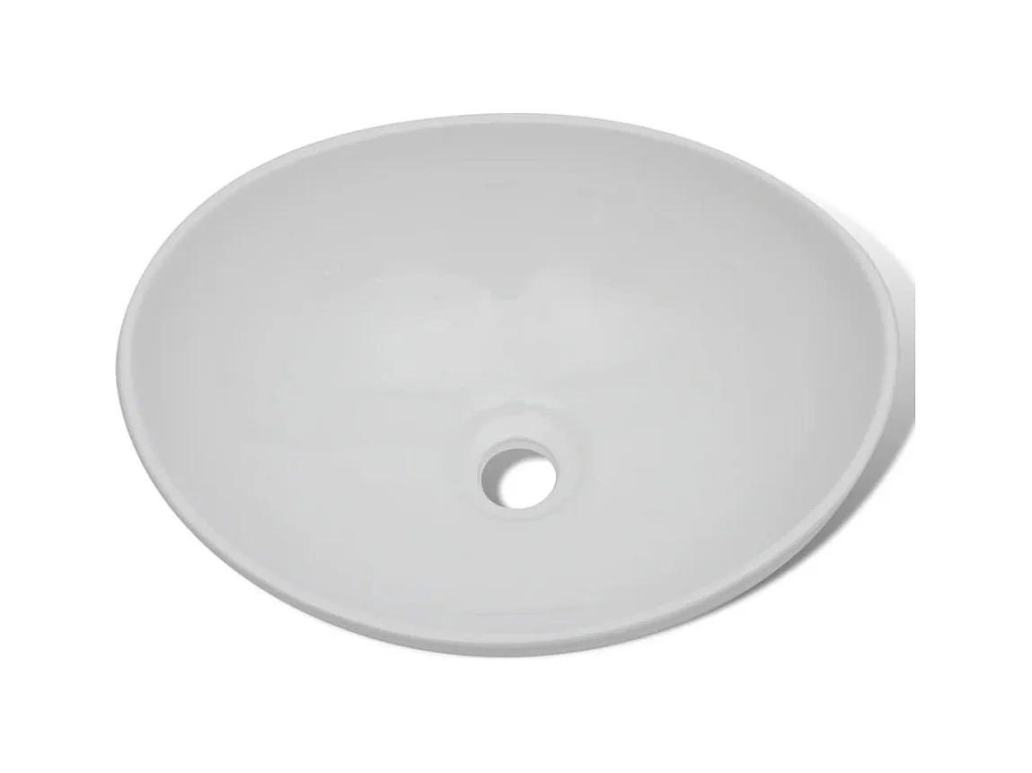 Lavabo salle de bain-Vasque à poser avec mitigeur Céramique Ovale Blanc