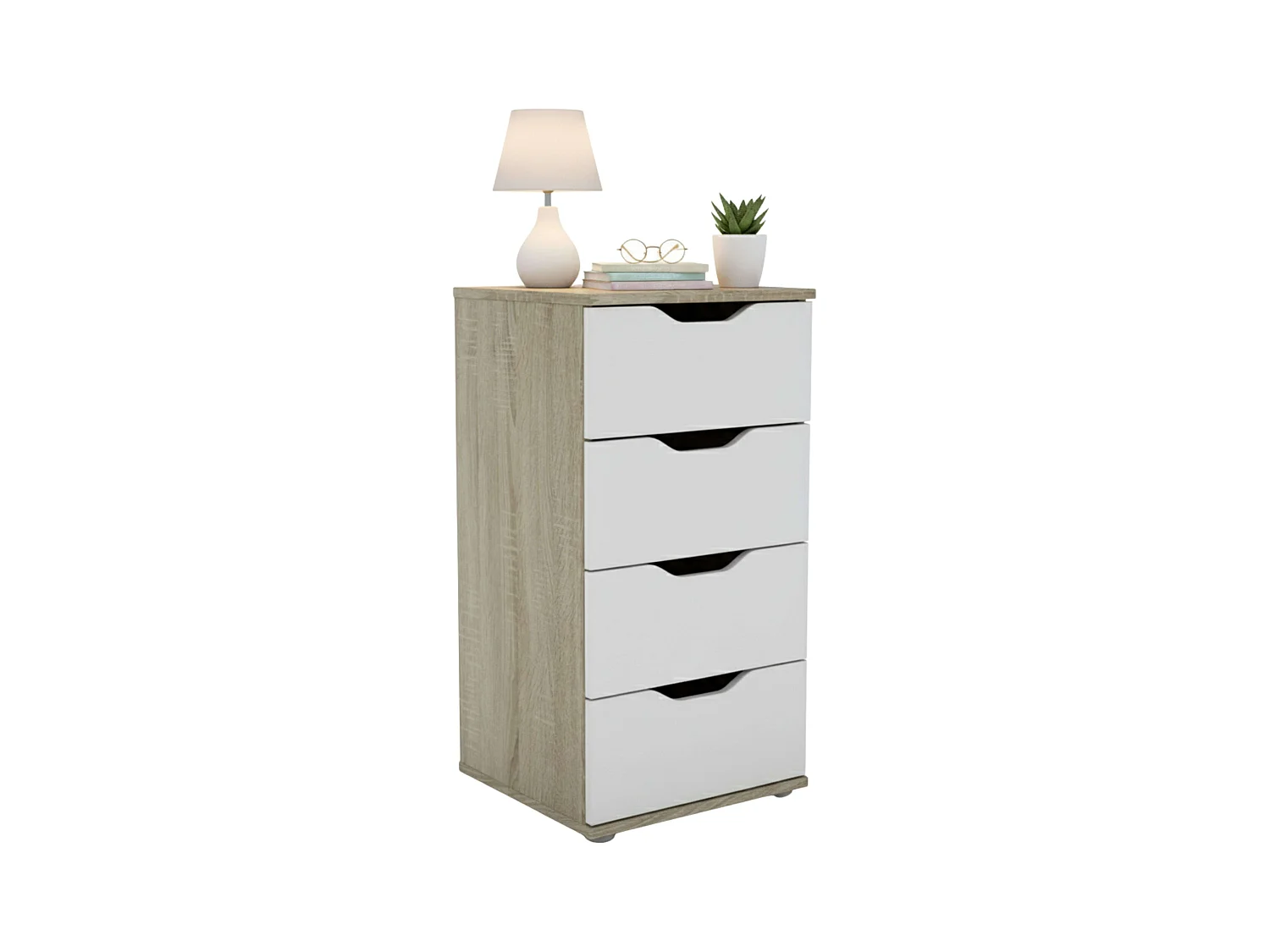 Cômoda Parc com 4 gavetas em carvalho Sonoma e branco fosco, 40x78,7x38 cm