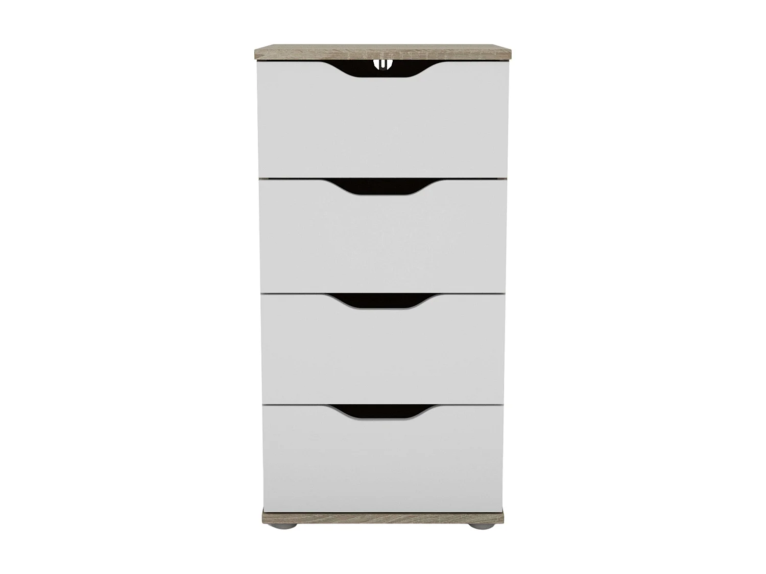 Cômoda Parc com 4 gavetas em carvalho Sonoma e branco fosco, 40x78,7x38 cm