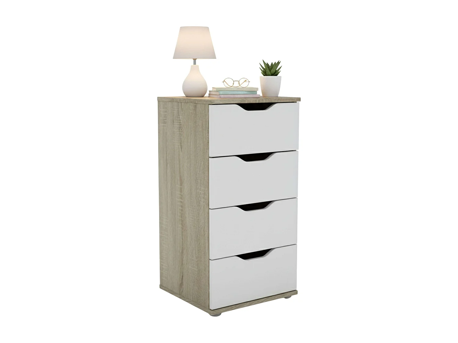 Cômoda Parc com 4 gavetas em carvalho Sonoma e branco fosco, 40x78,7x38 cm