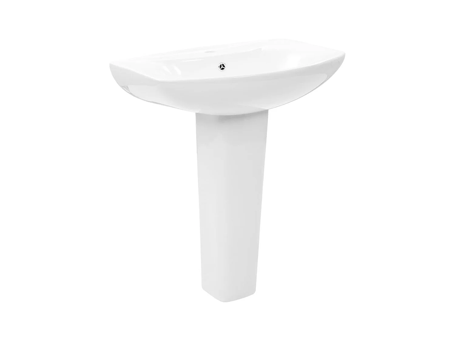 Lavabo salle de bain-Vasque autoportant avec socle Céramique Blanc 650x520x200 mm