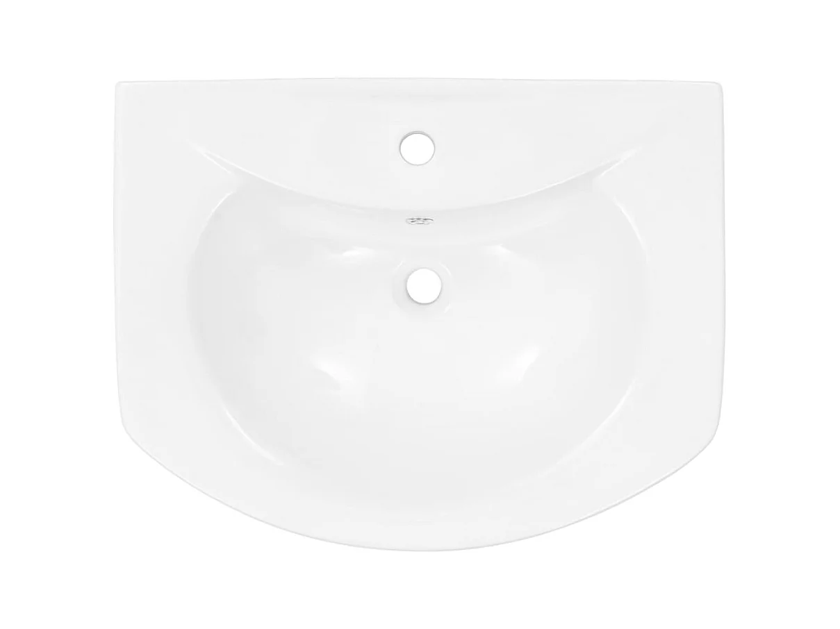 Lavabo salle de bain-Vasque autoportant avec socle Céramique Blanc 650x520x200 mm