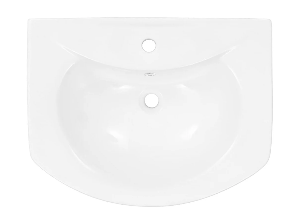 Lavabo salle de bain-Vasque autoportant avec socle Céramique Blanc 650x520x200 mm