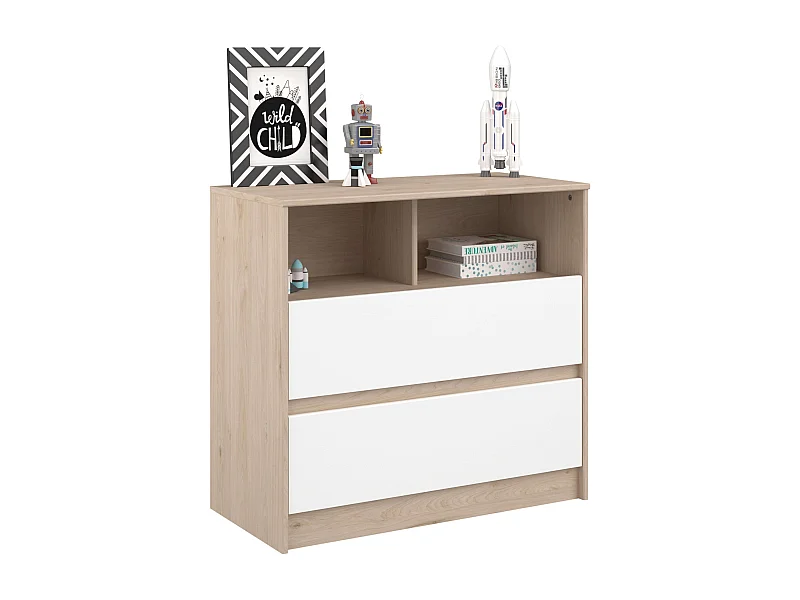 Commode enfant en chêne Jackson blanc mat, table à langer nordique pour enfants