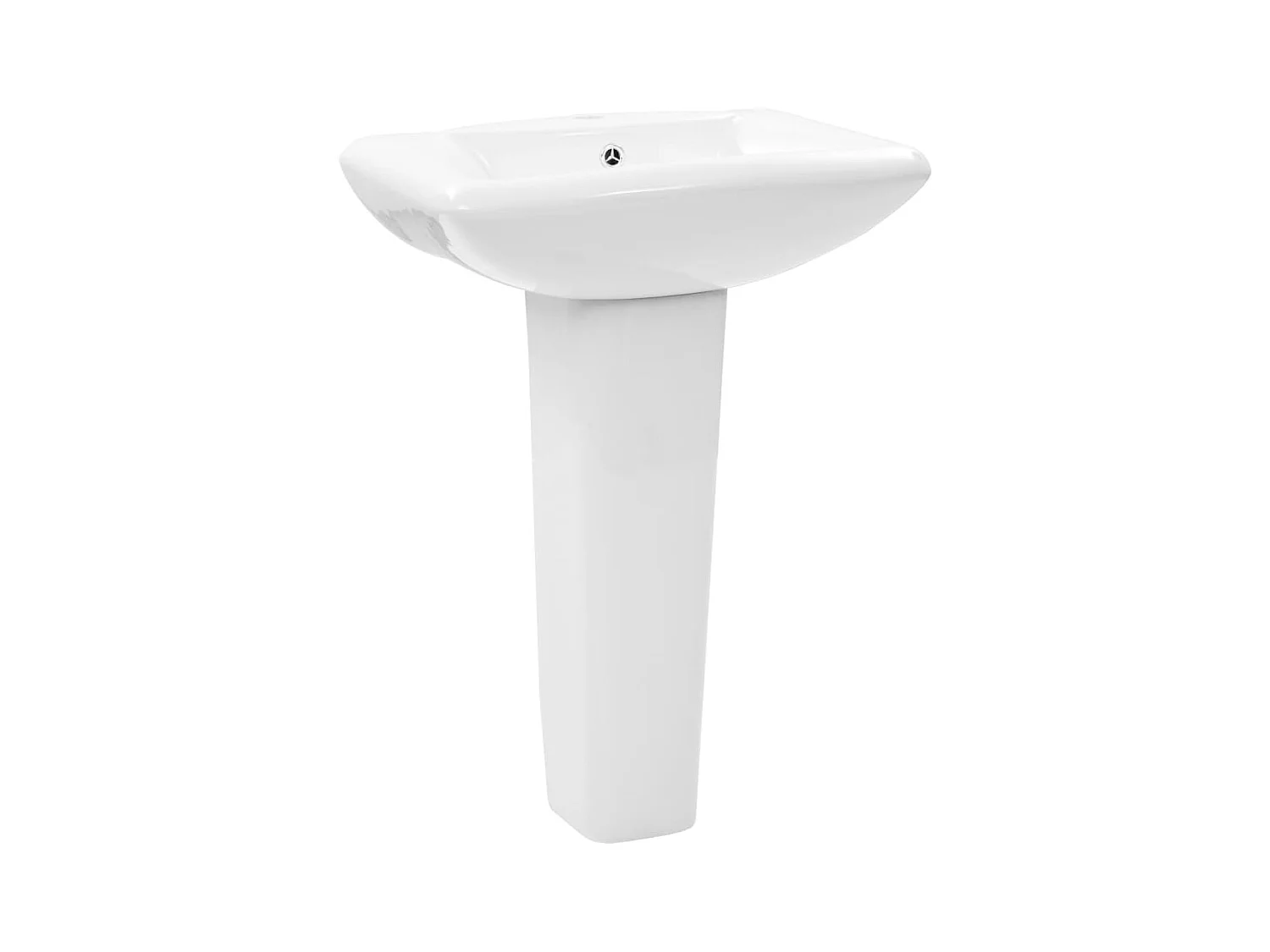 Lavabo autoportant-Lavabo salle de bain-Vasque à poser avec socle Céramique Blanc 580x470x200 mm