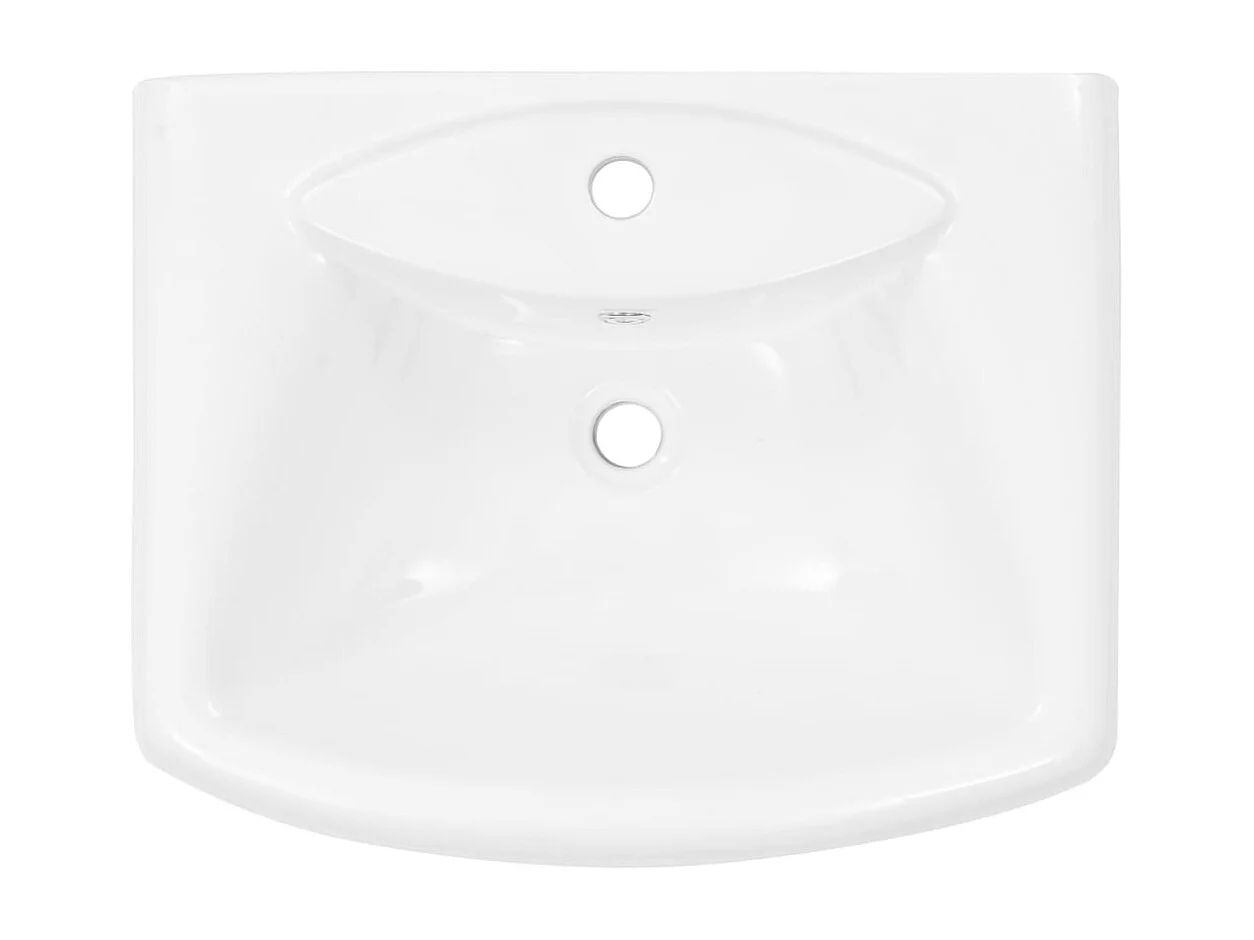 Lavabo autoportant-Lavabo salle de bain-Vasque à poser avec socle Céramique Blanc 580x470x200 mm