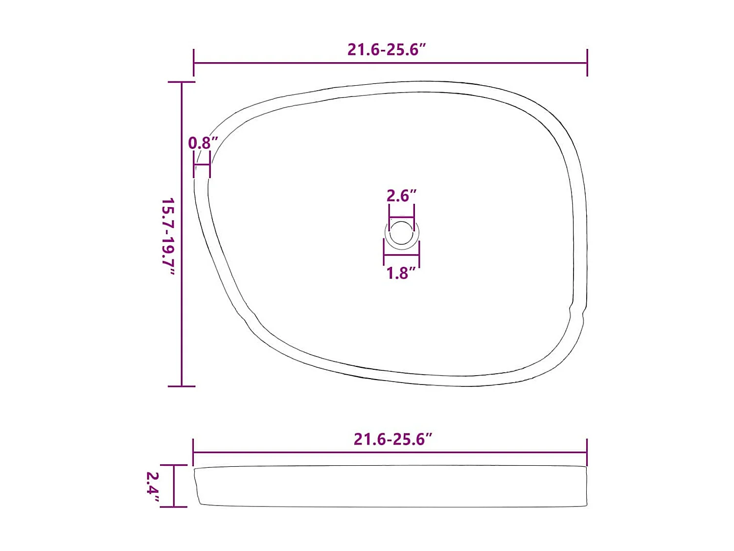Lavabo | Bassin Gris (55-65) x (40-50) x 6 cm Pierre de Rivière