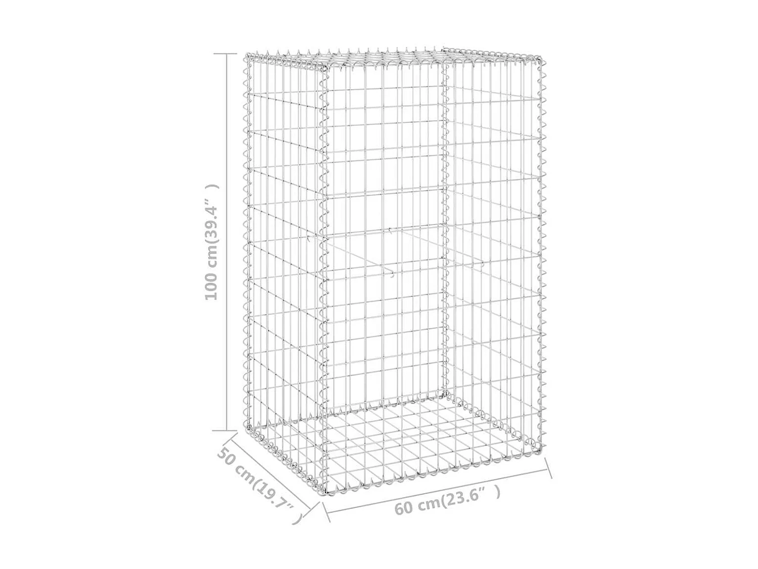 Mur en gabion-Panier de gabion avec couvercles Acier galvanisé 60x50x100 cm