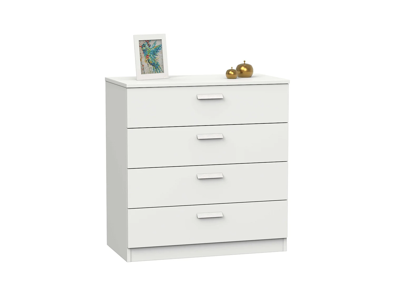 Commode Tibet 4 tiroirs Blanc mat/Chêne cambrien 74x78 cm