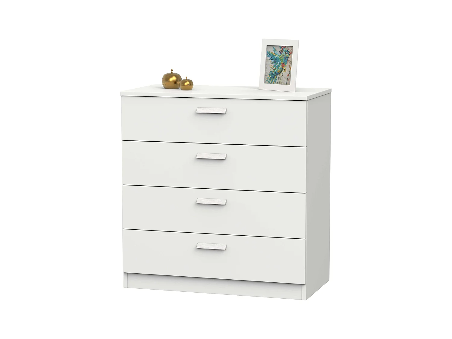 Commode Tibet 4 tiroirs Blanc mat/Chêne cambrien 74x78 cm