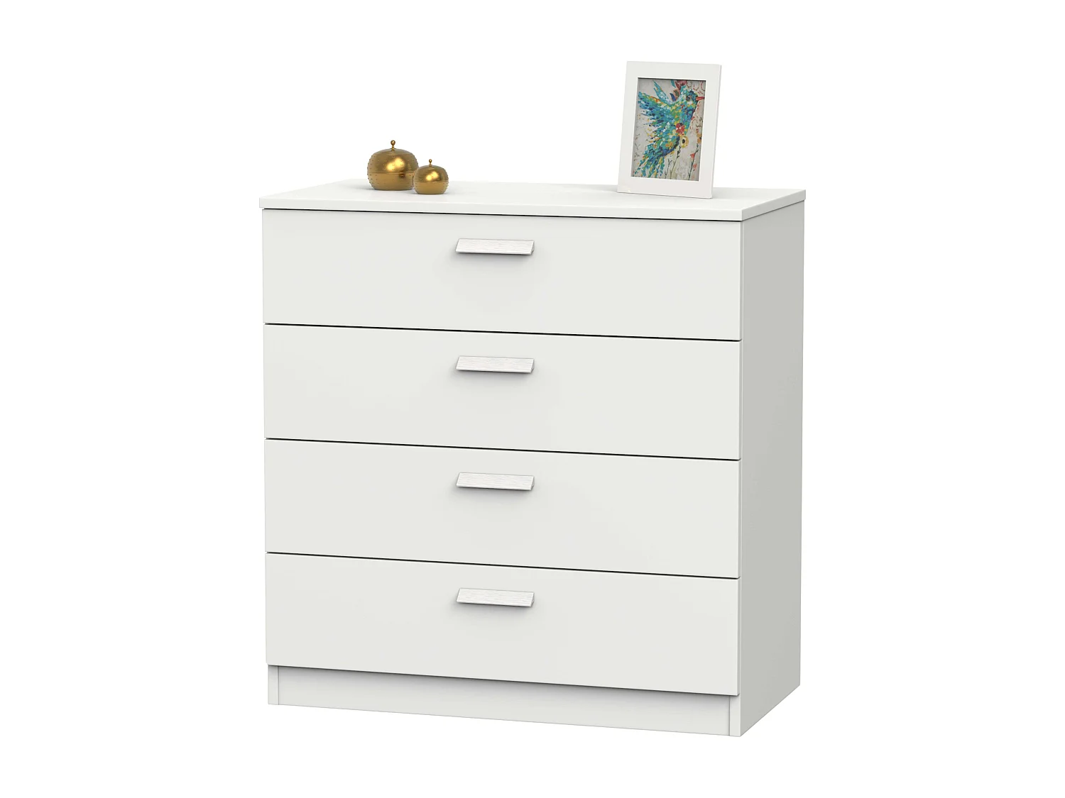 Cômoda Tibete com 4 gavetas, branco fosco/carvalho cambriano, 74x78 cm