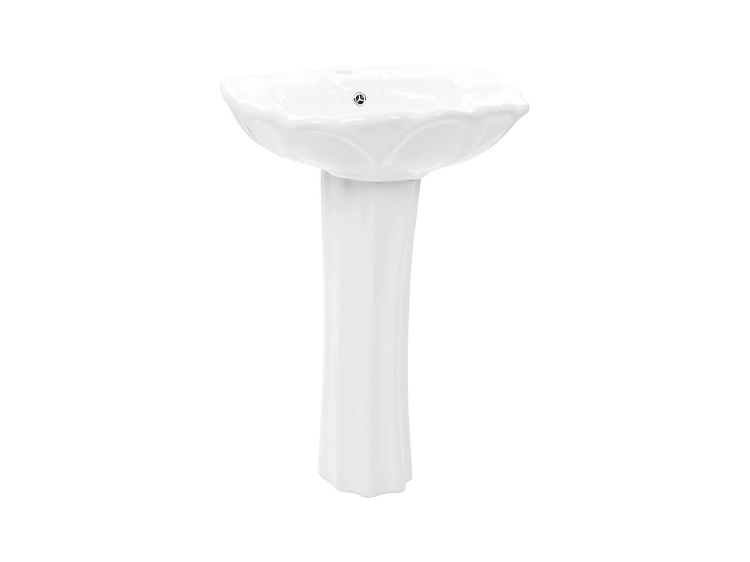 Lavabo autoportant-Lavabo salle de bain-Vasque à poser avec socle Céramique Blanc 580x510x200 mm