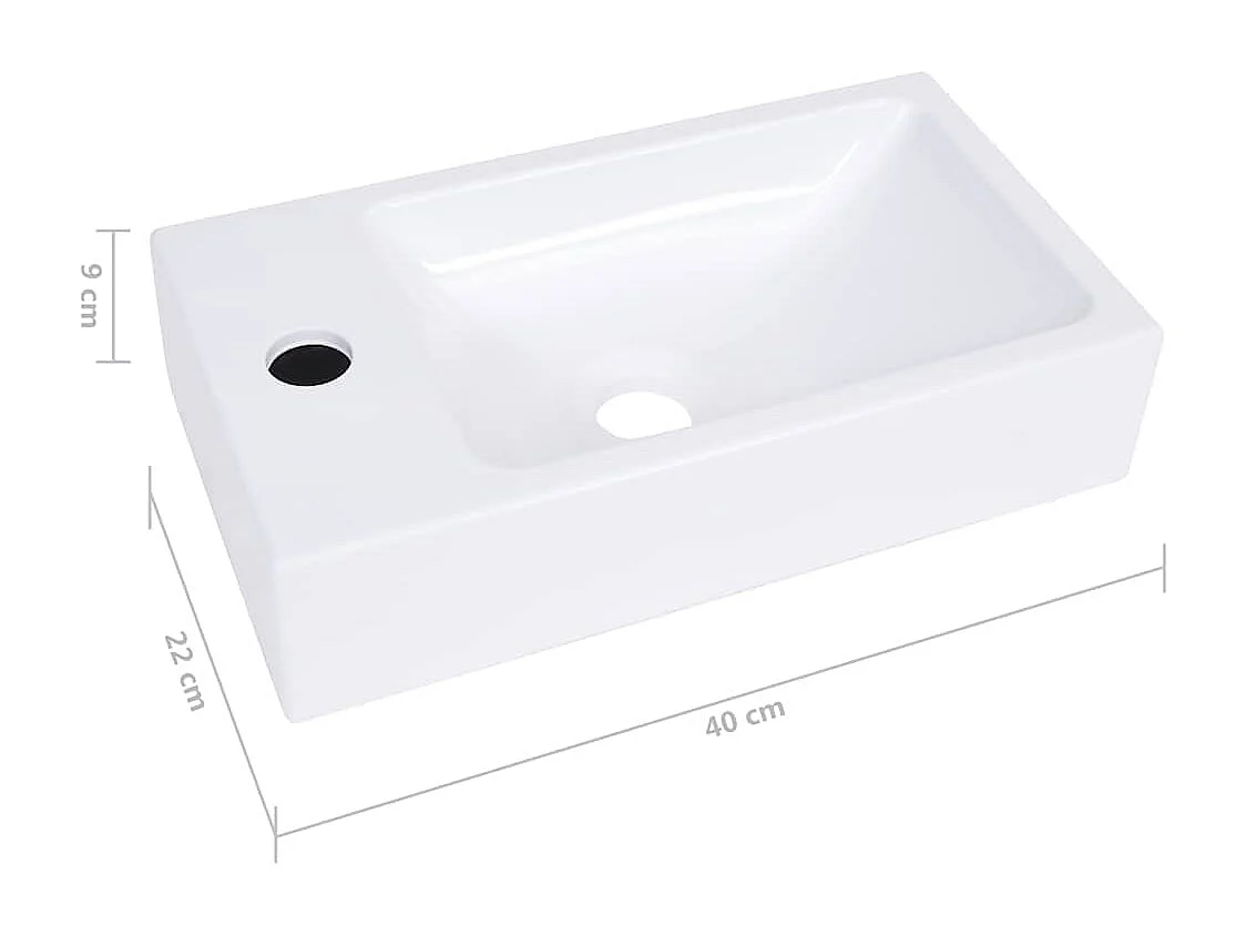 Lavabo salle de bain-Vasque à poser 400x220x90 mm SMC Blanc