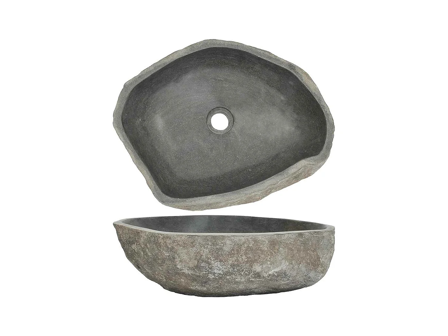 Lavabo salle de bain-Vasque à poser en pierre de rivière Ovale (45-53)x(34-41) cm