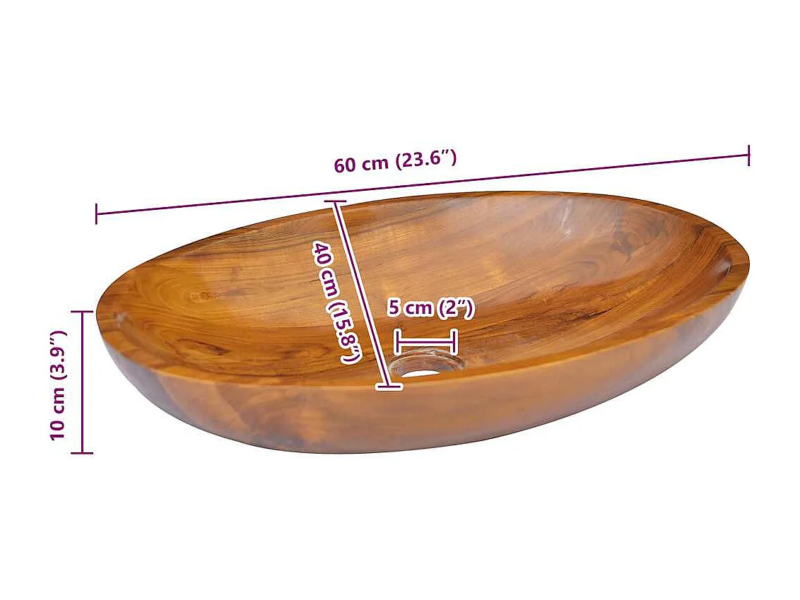 Vasque à poser-Lavabo Bois de teck massif 60x40x10 cm