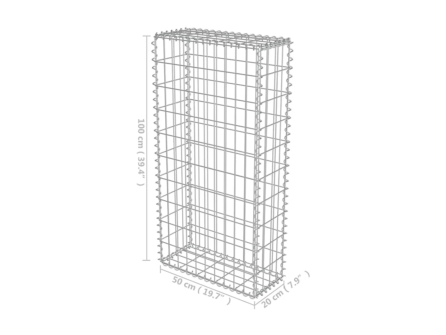 Mur en gabion-Panier de gabion avec couvercles Acier galvanisé 50x20x100 cm