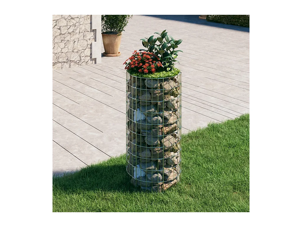 Poteau à gabion circulaire Acier galvanisé Ø50x100 cm
