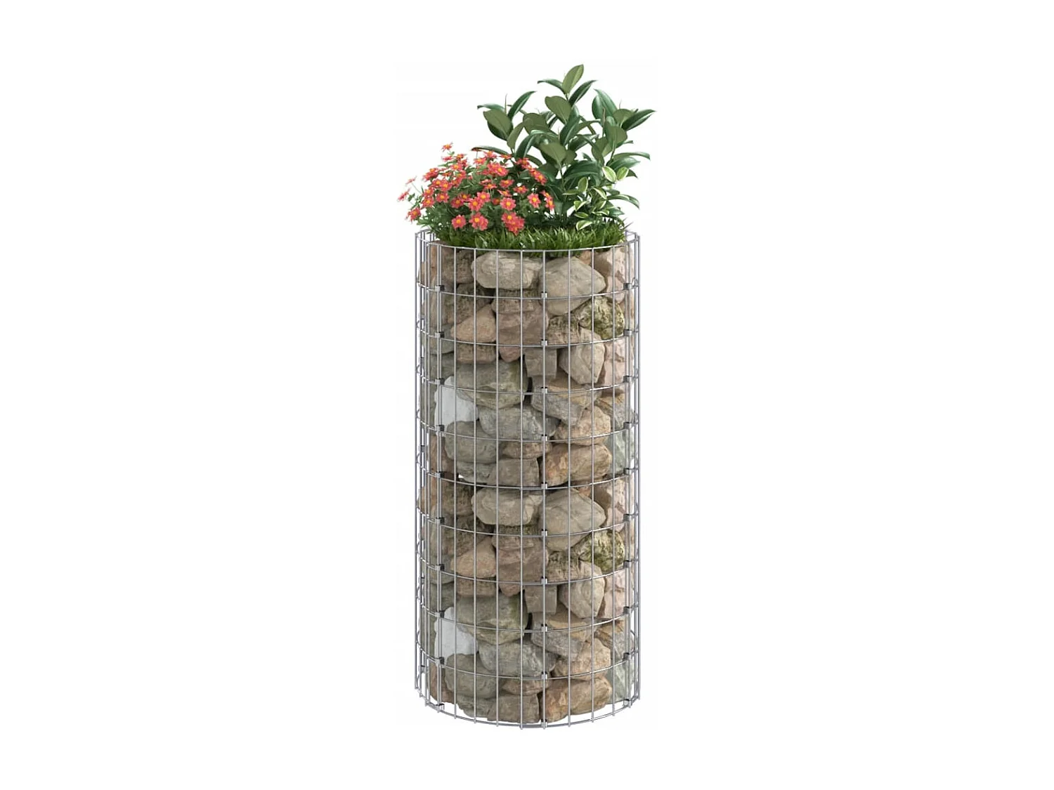 Poteau à gabion circulaire Acier galvanisé Ø50x100 cm