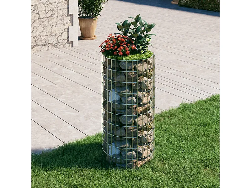 Poteau à gabion circulaire Acier galvanisé Ø50x100 cm