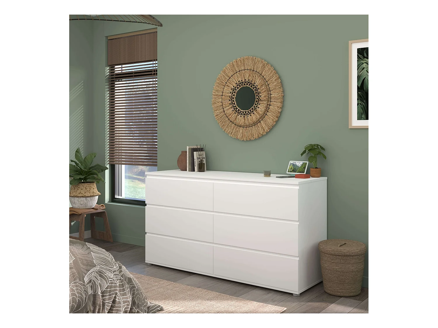 Cómoda Sven 6 cajones blanco 151x82x50 cm melamina dormitorio