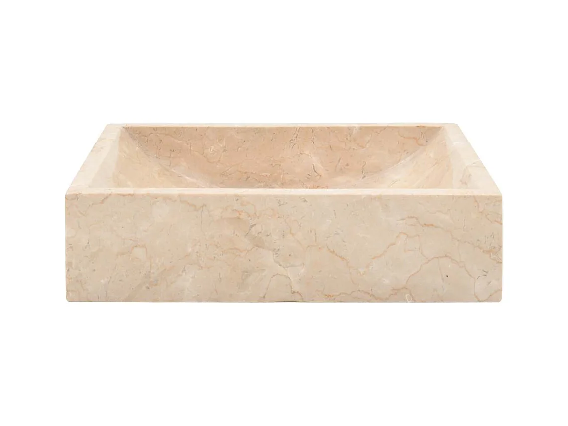 Lavabo salle de bain-Vasque à poser 45x30x12 cm marbre crème brillant