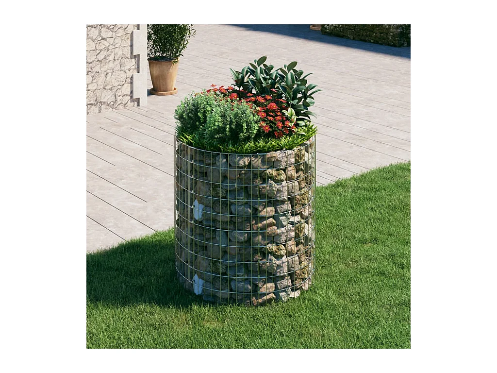 Poteau à gabion circulaire Acier galvanisé Ø100x100 cm