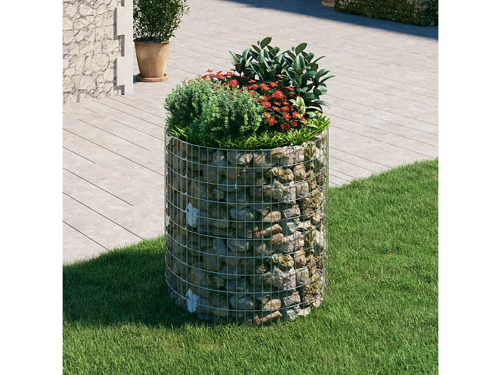 Poteau à gabion circulaire Acier galvanisé Ø100x100 cm