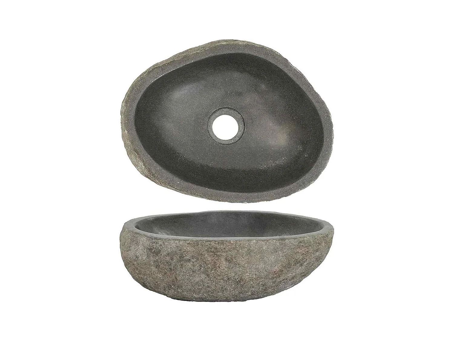 Lavabo salle de bain-Vasque à poser en pierre de rivière ovale (29-38)x(24-31) cm