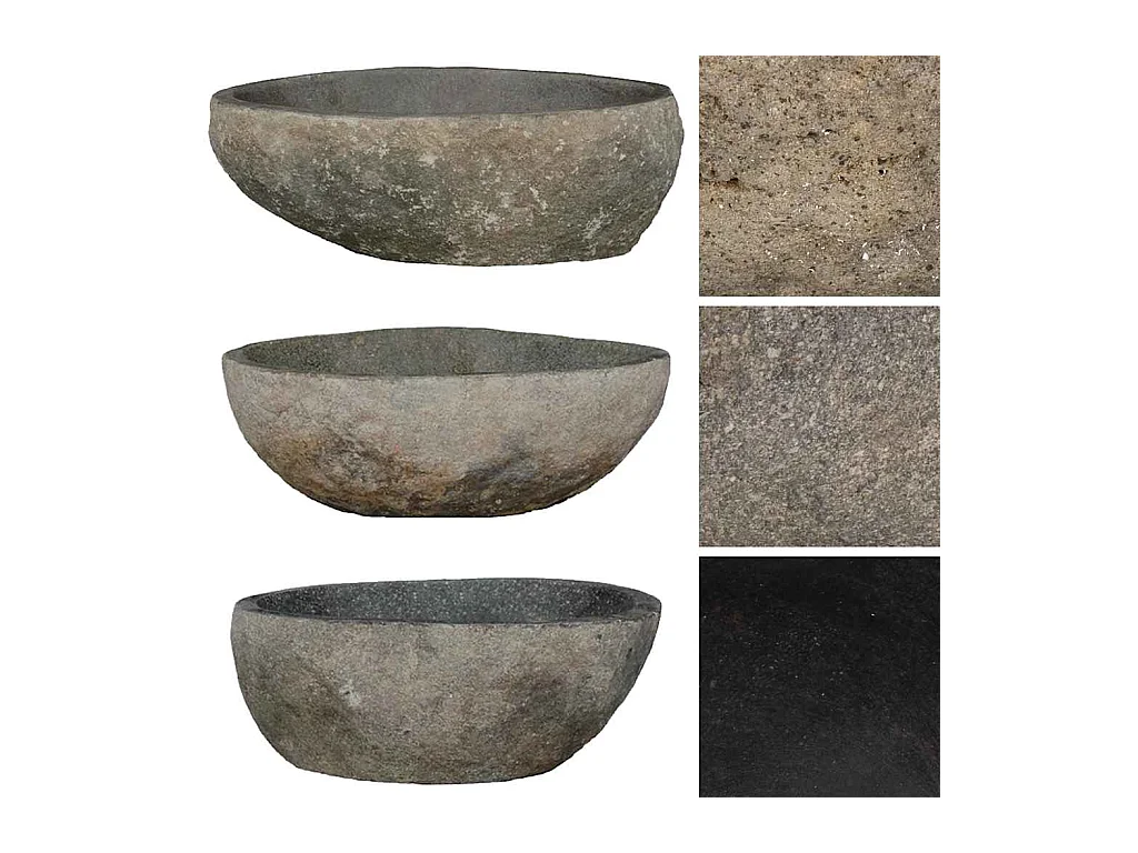 Lavabo salle de bain-Vasque à poser en pierre de rivière ovale (29-38)x(24-31) cm