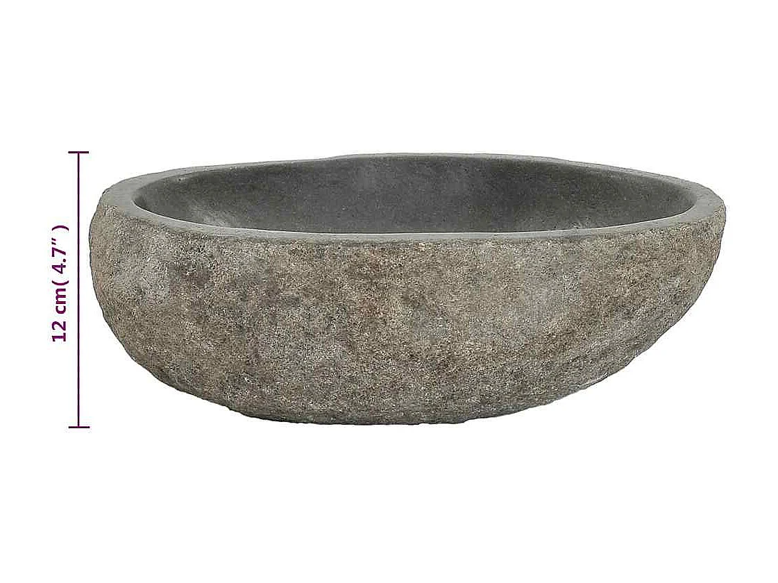 Lavabo salle de bain-Vasque à poser en pierre de rivière ovale (29-38)x(24-31) cm
