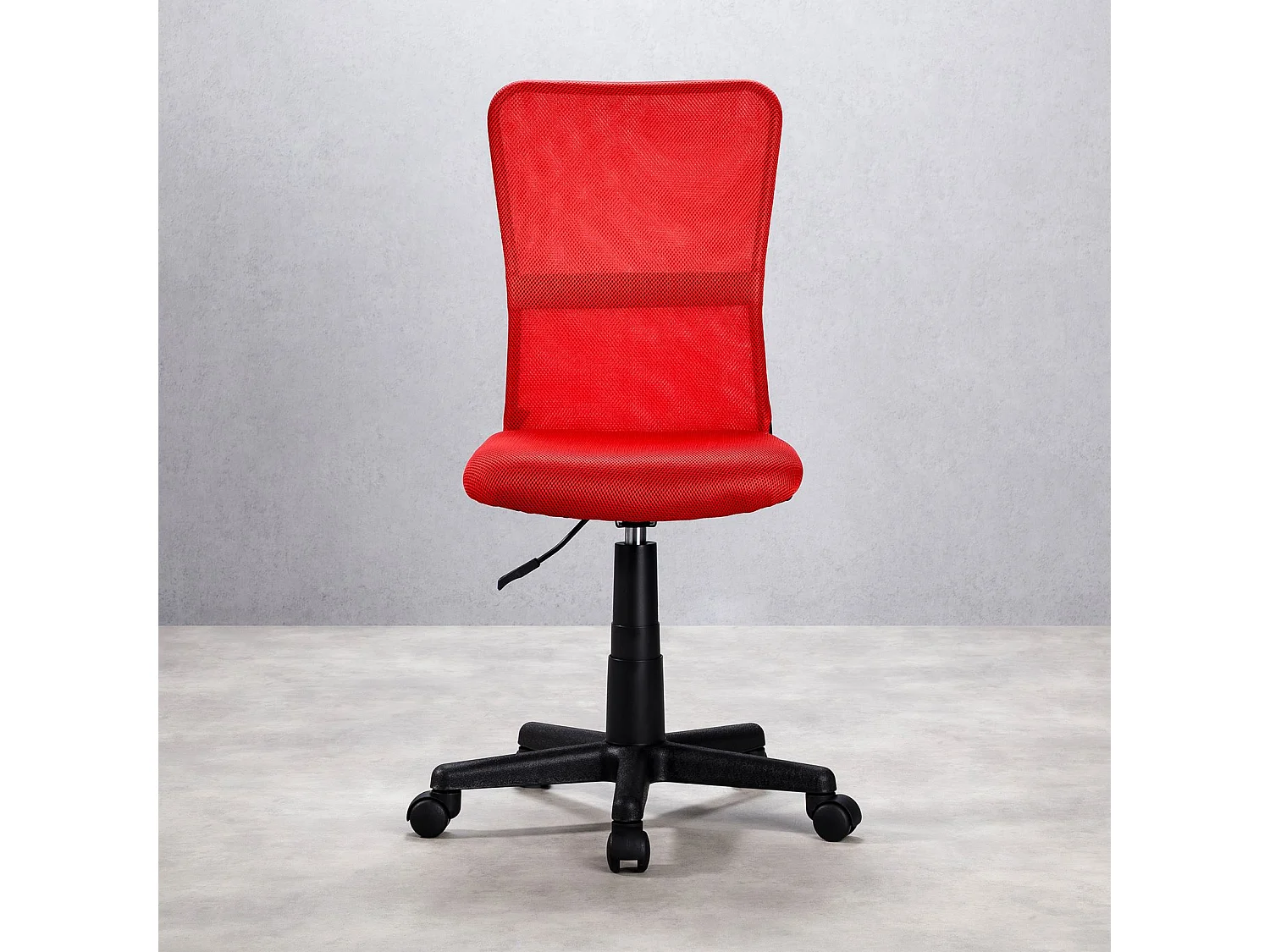 Chaise de bureau TODI rouge assise pivotante et réglable en hauteur 99 cm, roulettes adaptées à la moquette