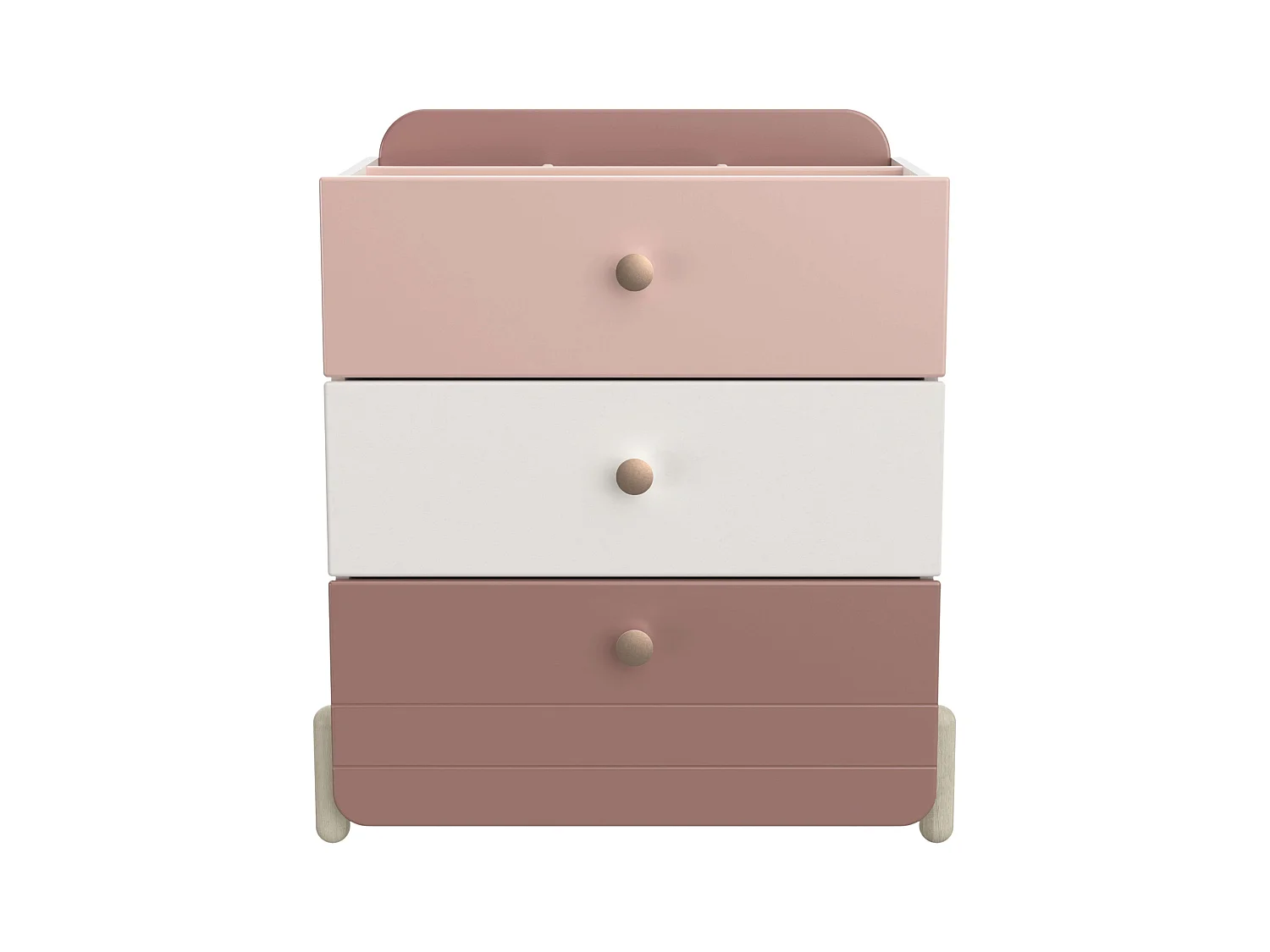 Commode pour chambre d'enfant/adolescent rose jade et blanc mat 82 x 41 x 73 cm