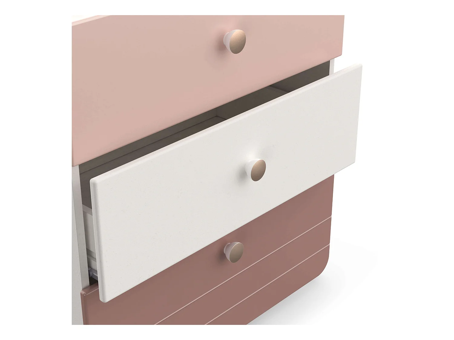 Commode pour chambre d'enfant/adolescent rose jade et blanc mat 82 x 41 x 73 cm