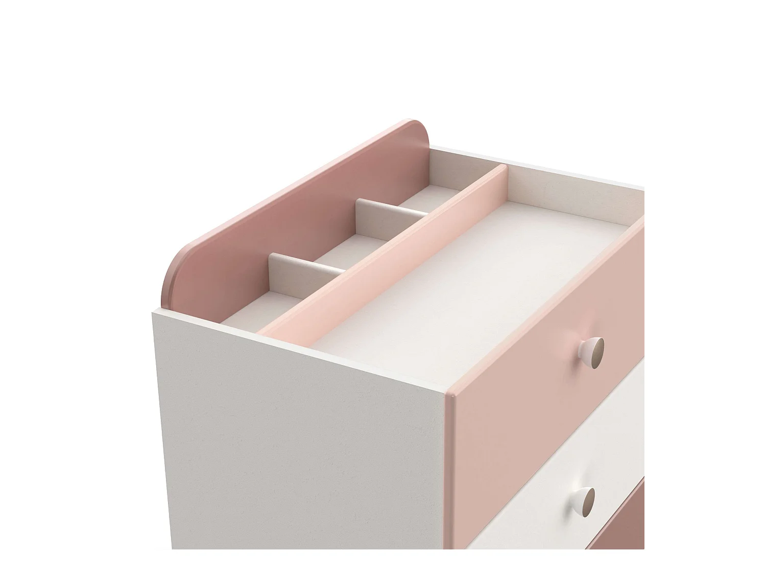 Commode pour chambre d'enfant/adolescent rose jade et blanc mat 82 x 41 x 73 cm