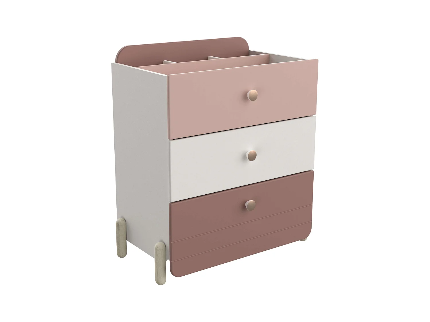 Cômoda Infantil/Juvenil Jade Rosa e Branco Fosco Quarto 82x41x73 cm
