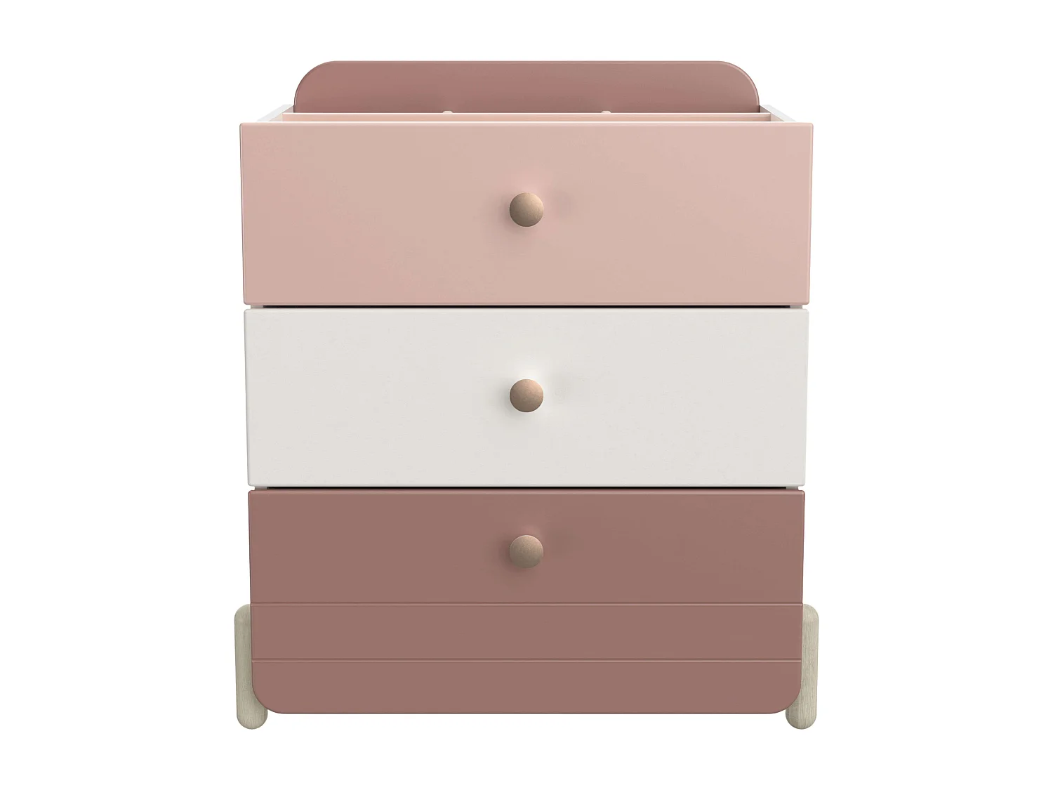 Commode pour chambre d'enfant/adolescent rose jade et blanc mat 82 x 41 x 73 cm