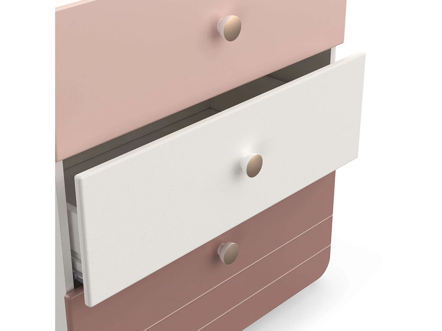 Commode pour chambre d'enfant/adolescent rose jade et blanc mat 82 x 41 x 73 cm