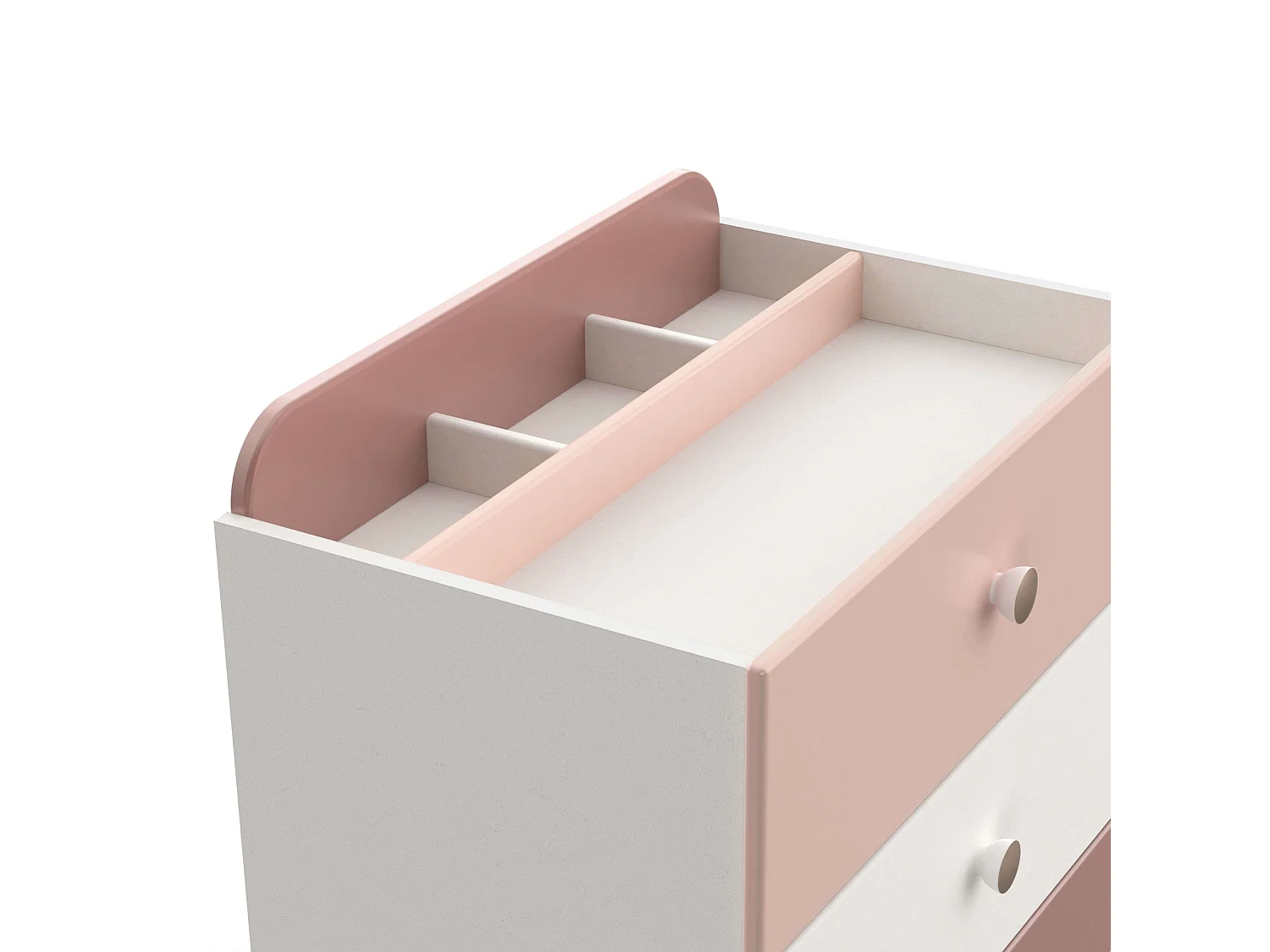 Commode pour chambre d'enfant/adolescent rose jade et blanc mat 82 x 41 x 73 cm