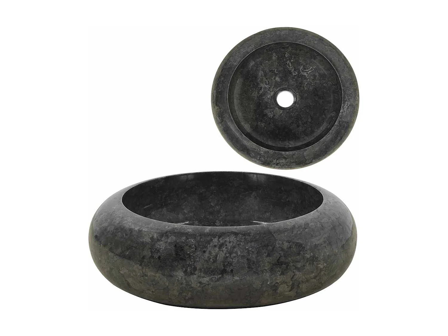 Lavabo salle de bain-Vasque à poser 40 x 12 cm Marbre Noir